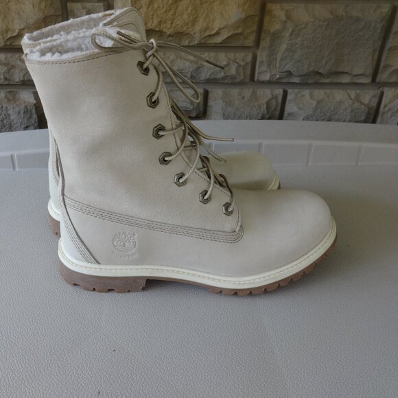 Timberland Teddy women's size 7.5 light Grey nubuck leather lace up boots, - Picture 1 of 13